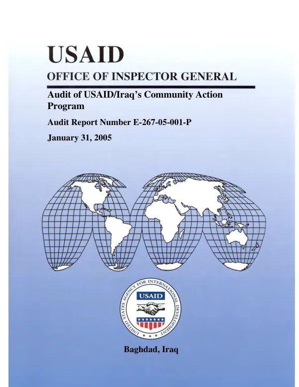 Audit of USAID/Iraq"s community action program