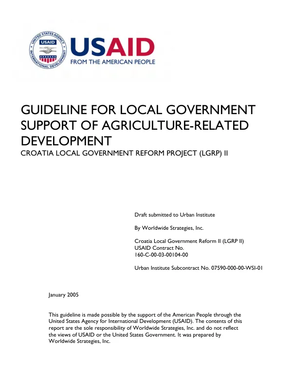 Guideline for local government support of agriculture-related development