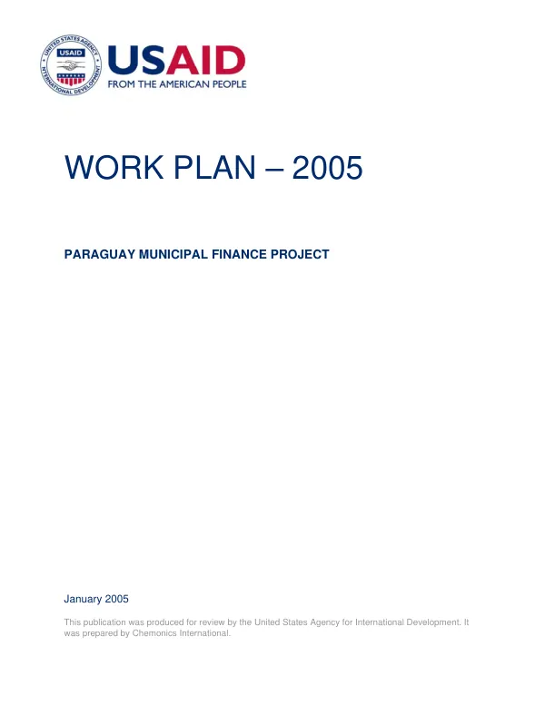 Work plan 2005 : Paraguay municipal finance project