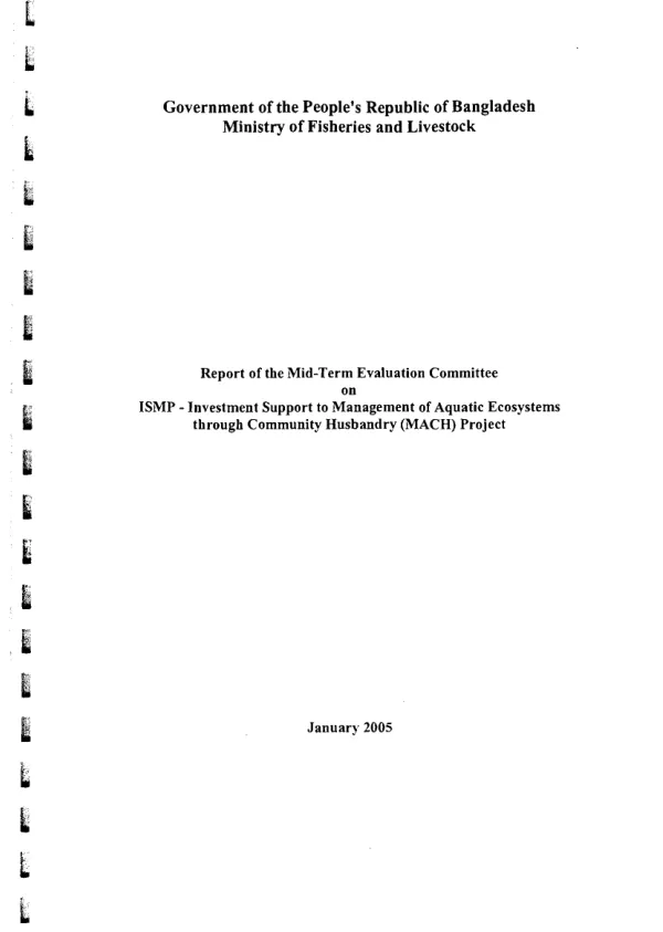 Report on the mid-term evalution committee on ISMP - investment support to management of aquatic ecosystems through community husbandry (MACH) project