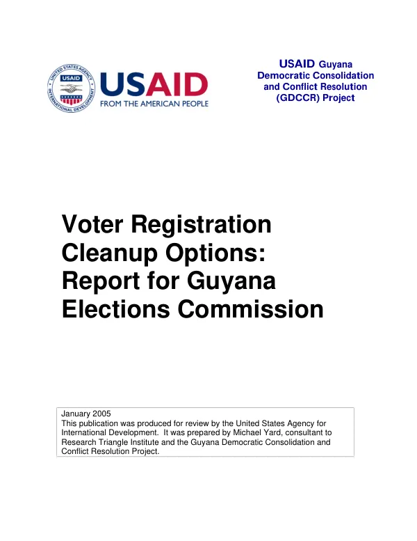 Voter registration cleanup options : report for Guyana Elections Commission