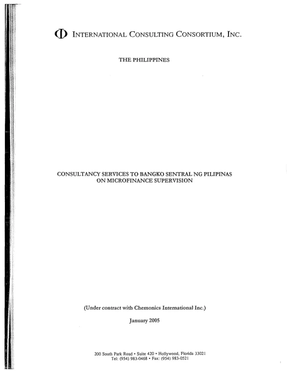 Consultancy services to Bangko Sentral NG Pilipinas on microfinance supervision
