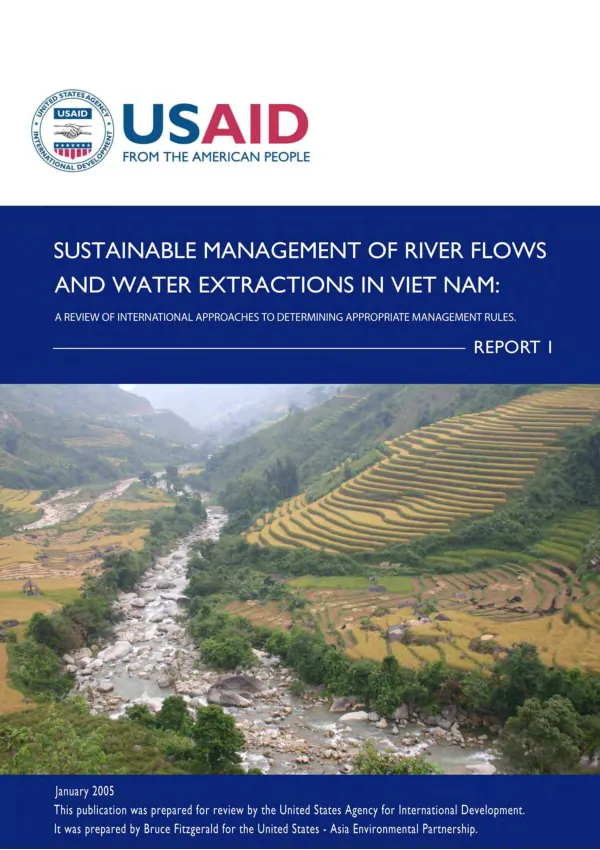 Sustainable management of river flows and water extractions in Viet Nam : a review of international approaches to determining appropriate management rules -- report 1