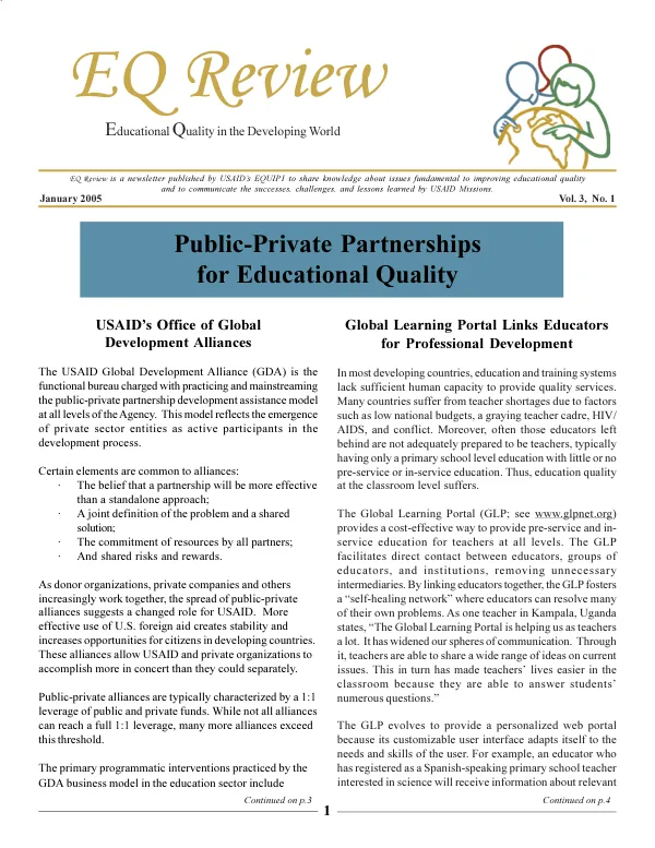 Public-private partnerships for educational quality