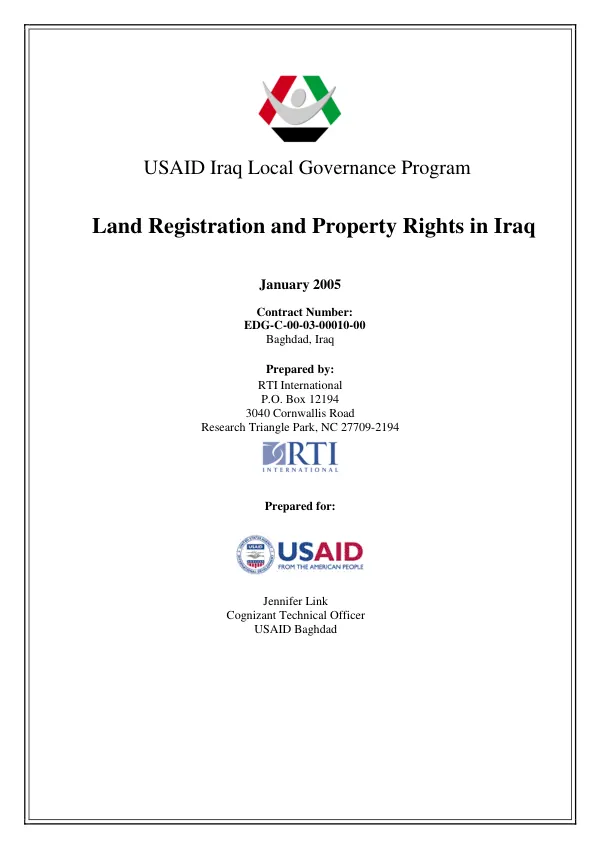 Land registration and property rights in Iraq