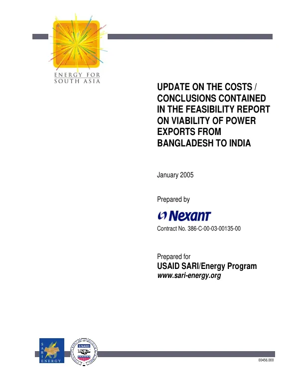 Update on the cost/conclusions contained in the feasibility report on viability of power exports from Bangladesh to India
