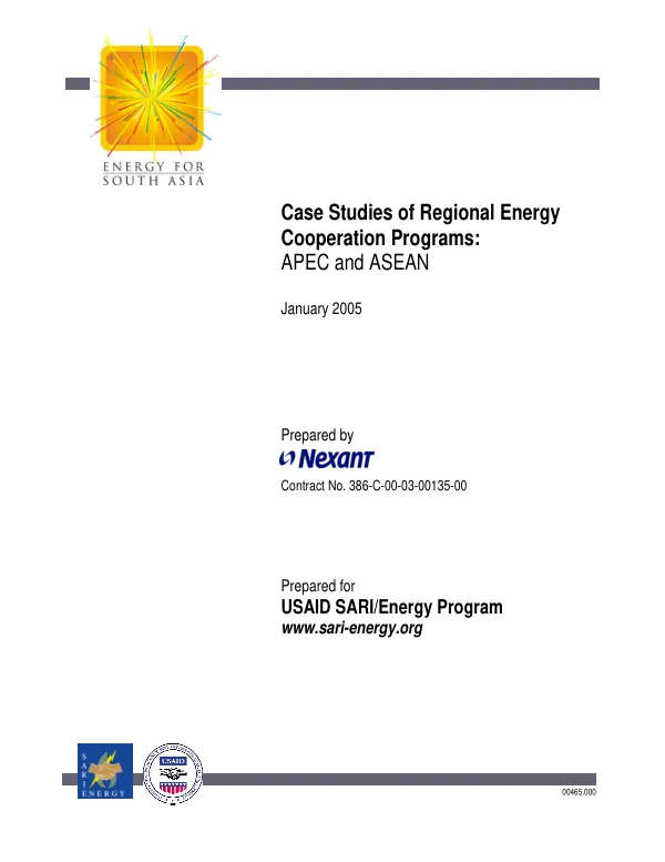 Case studies of regional energy cooperation programs : APEC and ASEAN