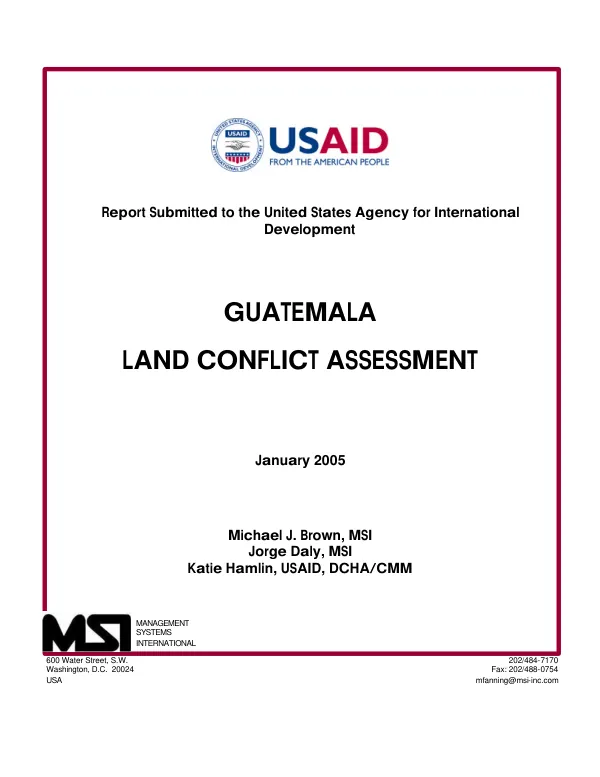 Guatemala : land conflict assessment