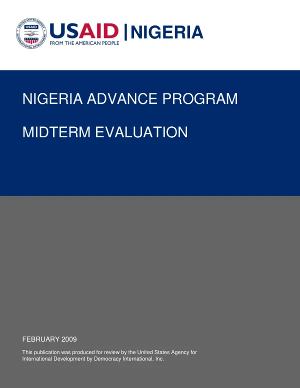Nigeria ADVANCE program midterm evaluation