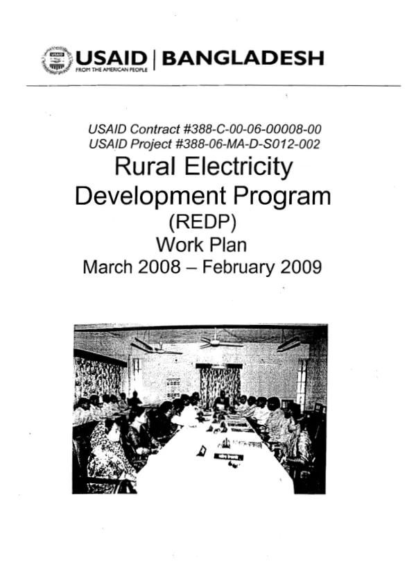 Rural electricity development program (REDP) : work plan -- March 2008-February 2009