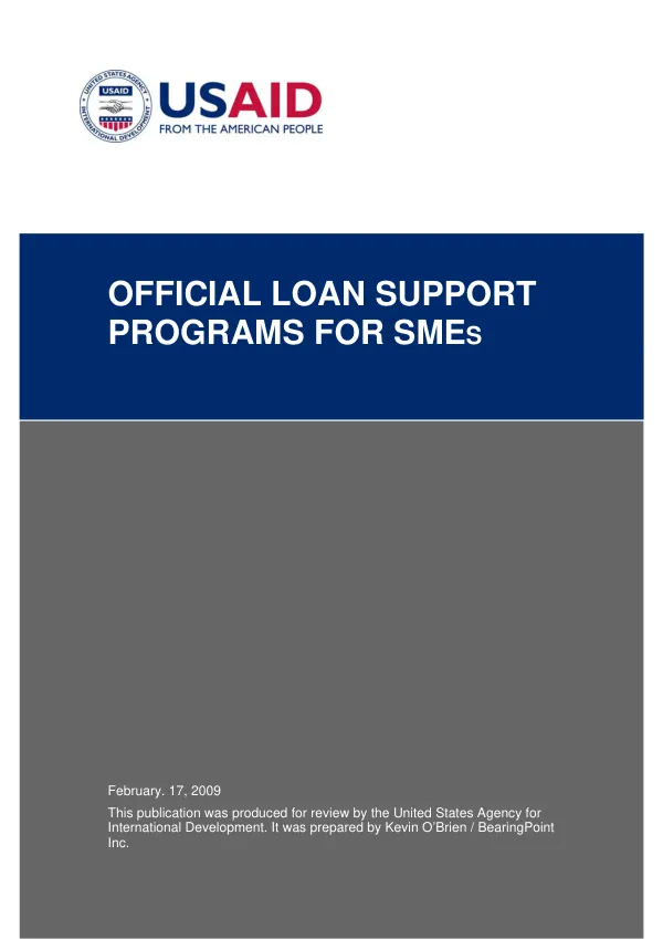 Official loan support programs for SMEs