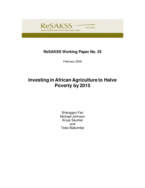 Investing in African agriculture to halve poverty by 2015