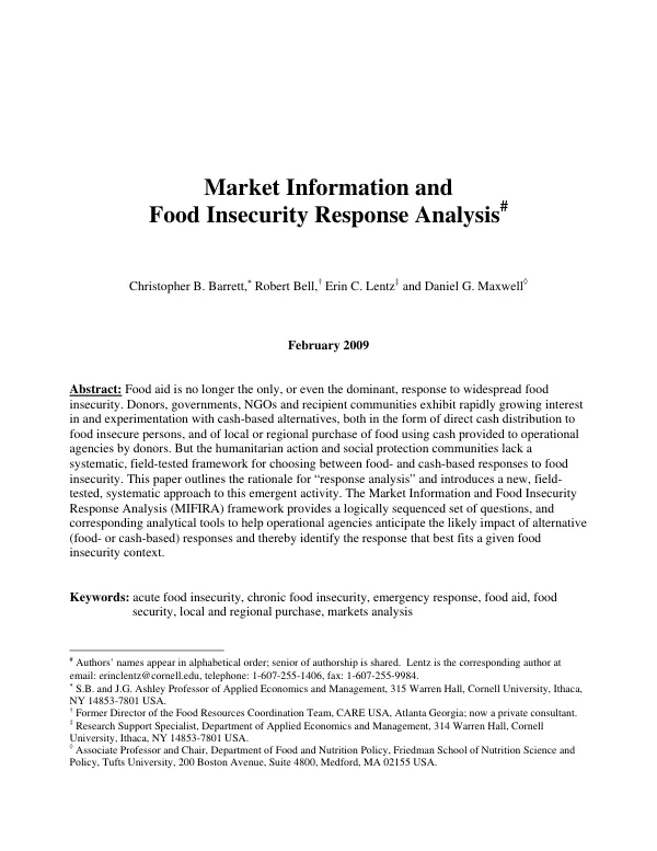Market information and food insecurity response analysis