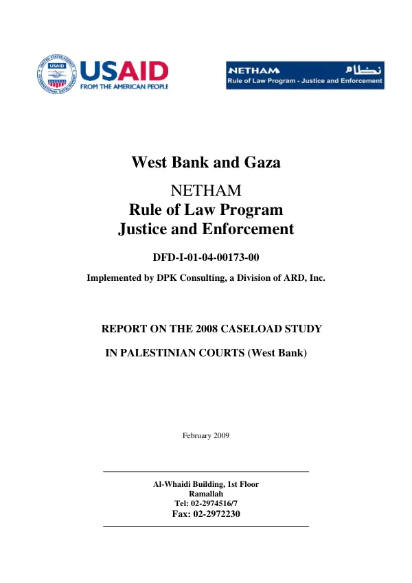 Report on the 2008 caseload study in Palestinian courts (West Bank)