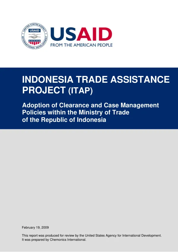 Adoption of clearance and case management policies within the Ministry of Trade of the Republic of Indonesia
