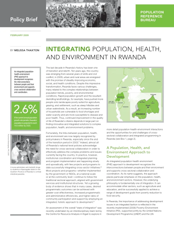 Integrating population, health, and environment in Rwanda -- policy brief