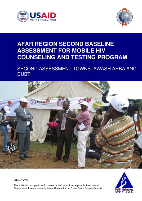 Afar region second baseline assessment for mobile HIV counseling and testing program : second assessment towns -- Awash Arba and Dubti