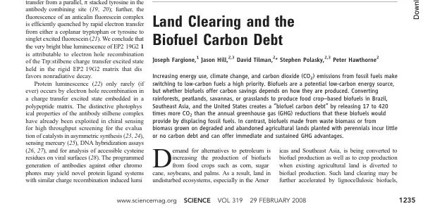 Land clearing and the biofuel carbon debt