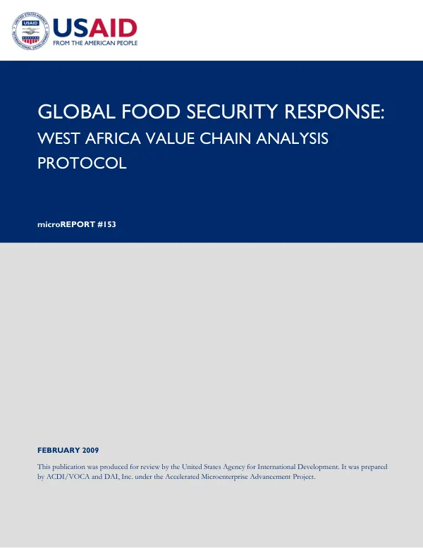 Global food security response : West Africa value chain analysis -- protocol