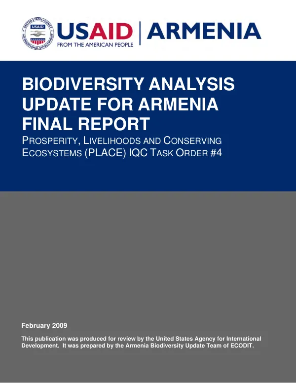 Biodiversity analysis update for Armenia : final report