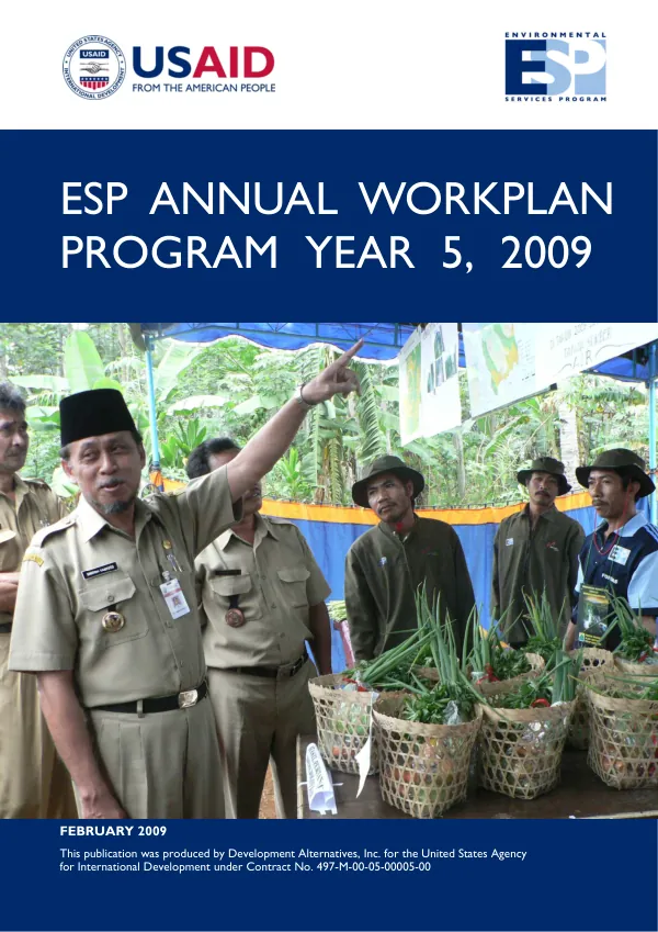 ESP (environmental services program) annual workplan program year 5, 2009
