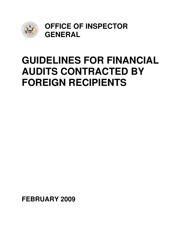 Guidelines for financial audits contracted by foreign recipients