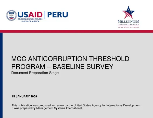 MCC anticorruption threshold program - baseline survey : document preparation stage