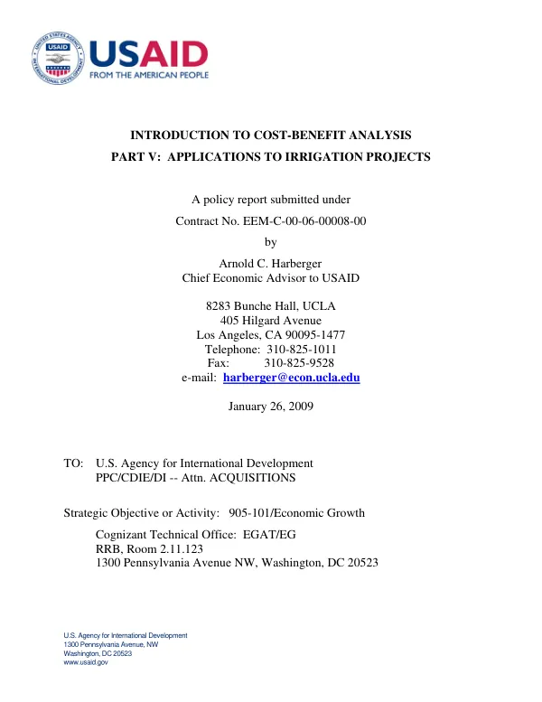 Introduction to cost-benefit analysis : part V -- applications to irrigation projects