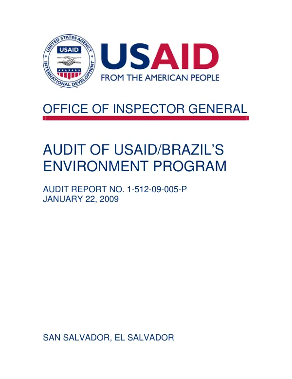 Audit of USAID/Brazil"s environment program