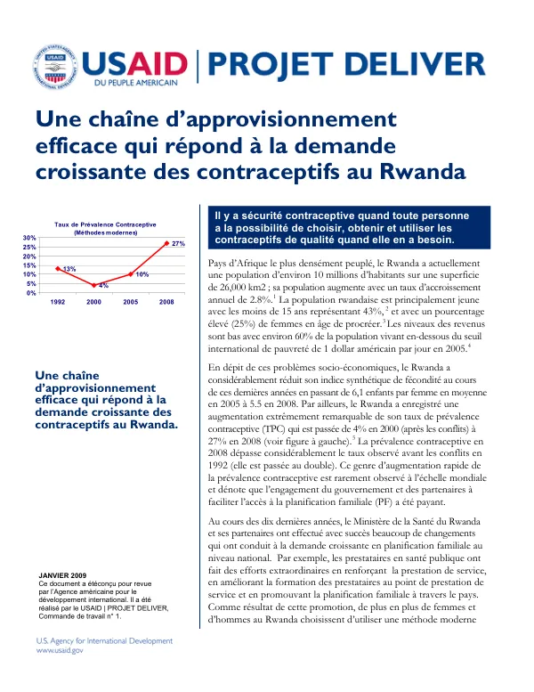 Une chaine d"approvisionnement efficace qui respond a la demande croissante des contraceptifs au Rwanda
