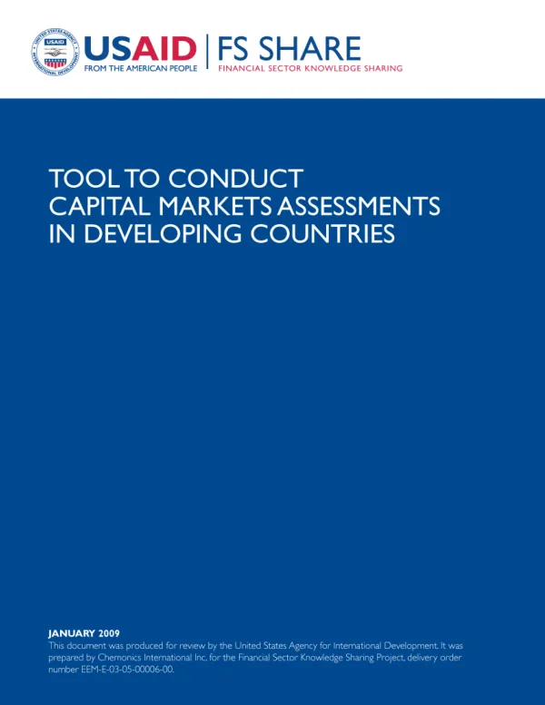 Tool to conduct capital markets assessments in developing countries