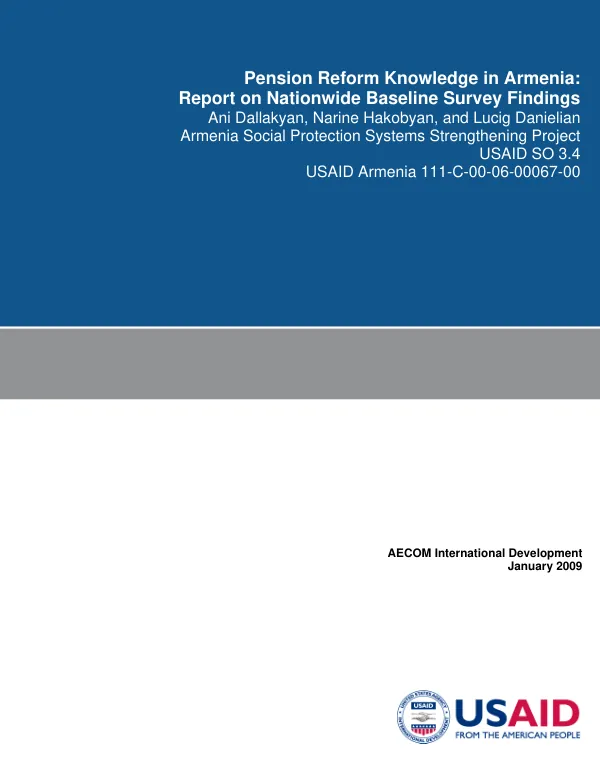 Pension reform knowledge in Armenia : report on nationwide baseline survey findings