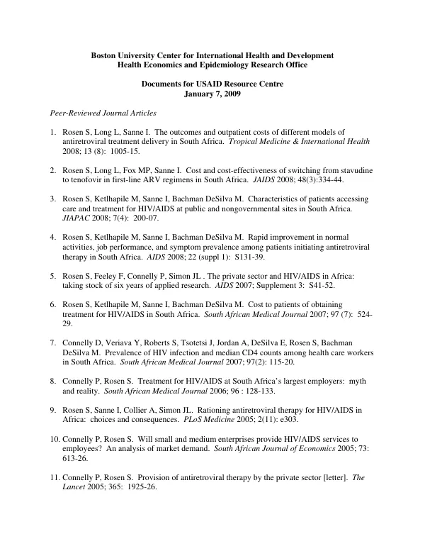 [HIV/AIDS] documents for USAID resource Center