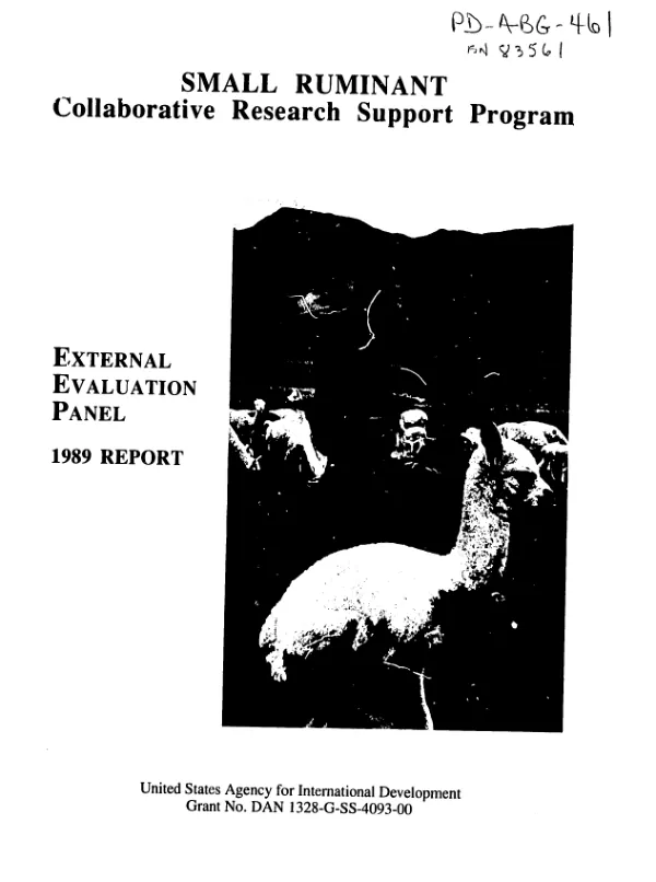 Small ruminant collaborative research support program : external evaluation panel -- 1989 report