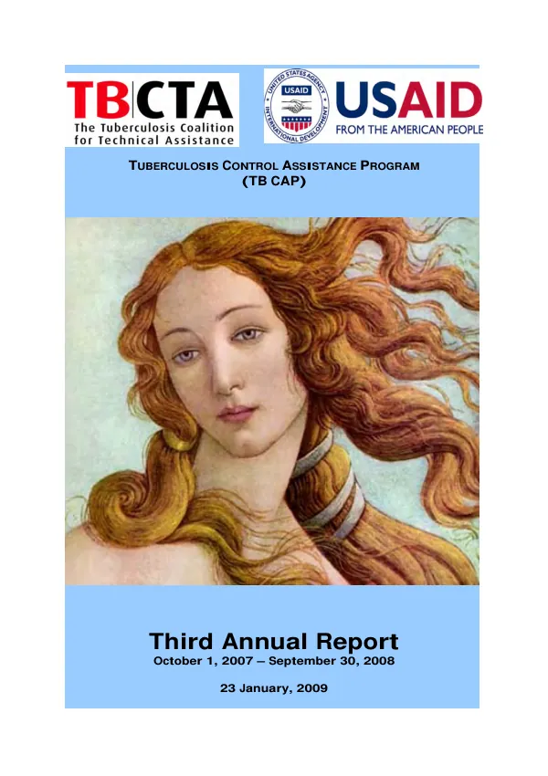 Tuberculosis control assistance program (TB CAP) : third annual report -- October 1, 2007 - September 30, 2008
