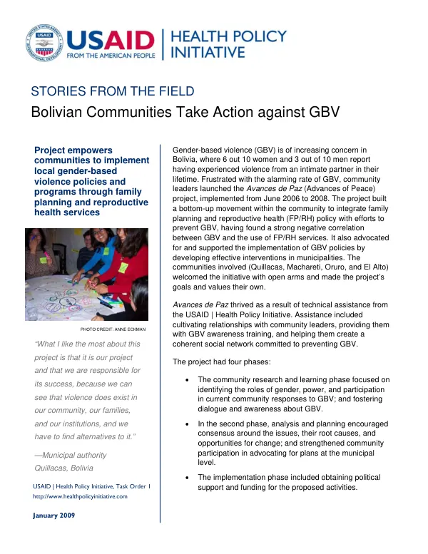 Bolivian communities take action again GBV
