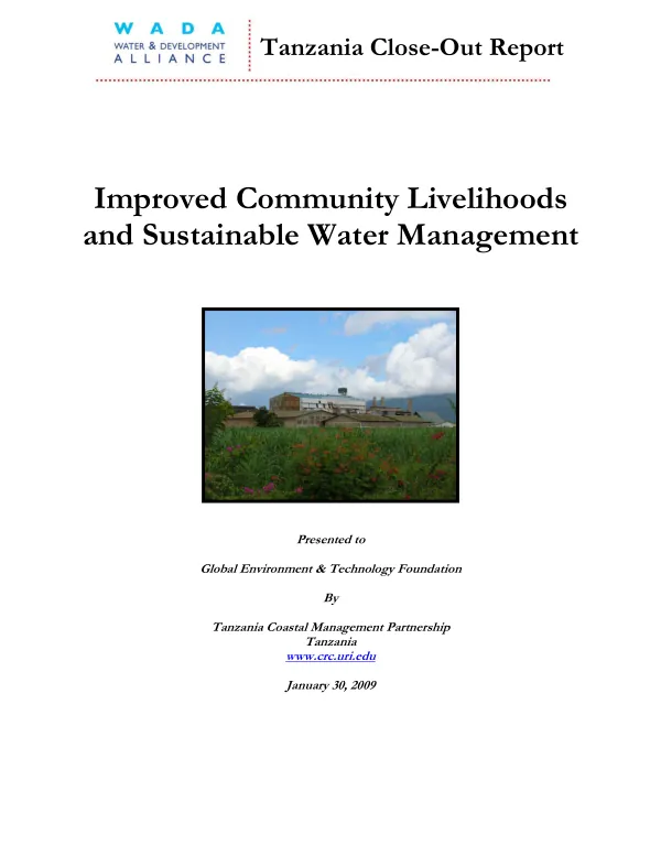 Improved community livelihoods and sustainable water management