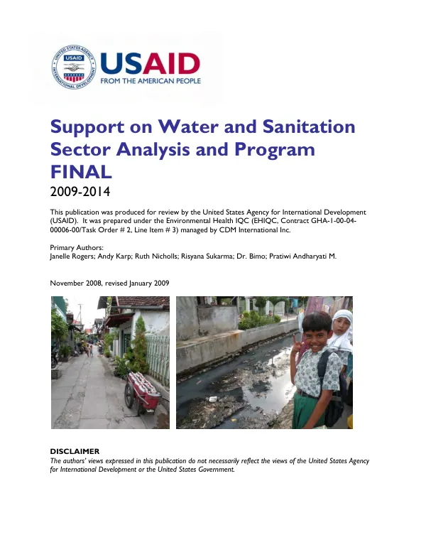Support on water and sanitation sector analysis and program, 2009-2014