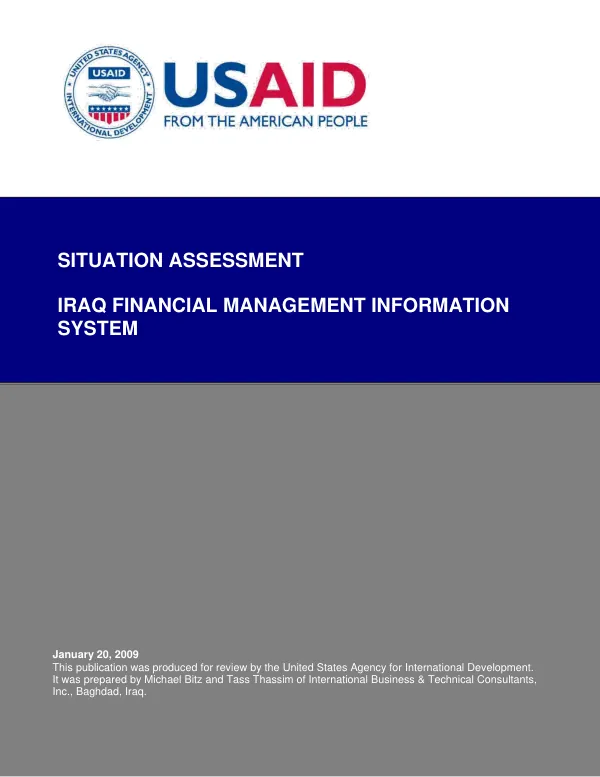 FMIS (financial management information system) situation assessment : final report