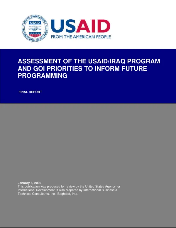 Assessment of the USAID/Iraq program and GOI priorities to inform future programming : final report