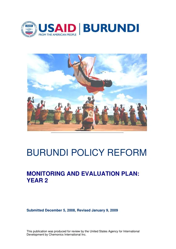 Burundi policy reform : monitoring and evaluation plan -- year 2