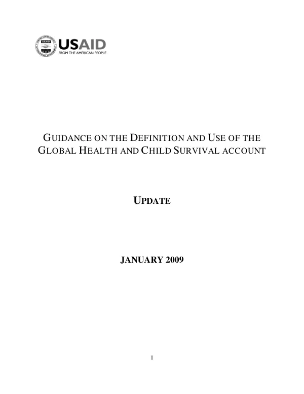 Guidance on the definition and use of the global health and child survival account