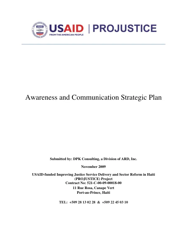 ProJustice Project - Awareness and Communication Strategic Plan