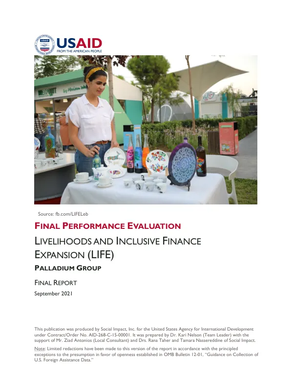 Final performance evaluation : livelihoods and inclusive finance expansion (LIFE)