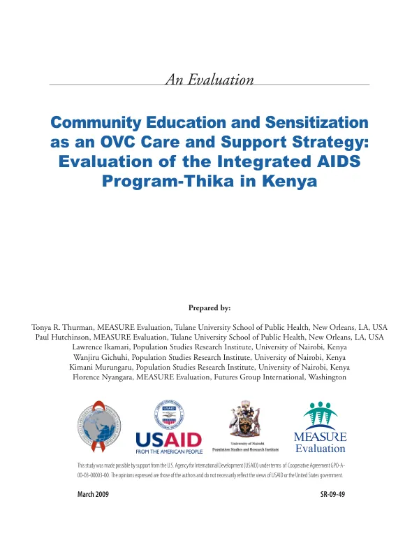 Community Education and Sensitization as an OVC Care and Support Strategy: Evaluation of the Integrated AIDS Program-Thika in Kenya