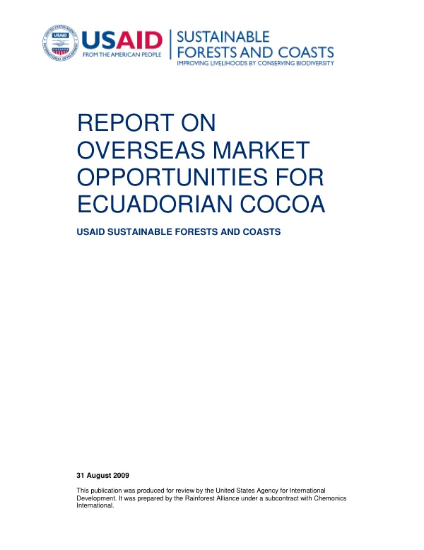 Report on Overseas Market Opportunities for Ecuadorian Cocoa