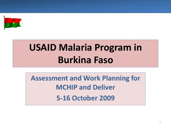 USAID Malaria Programming in Burkina Faso: Assessment and Work Planning for MCHIP and Deliver (baseline assessment)