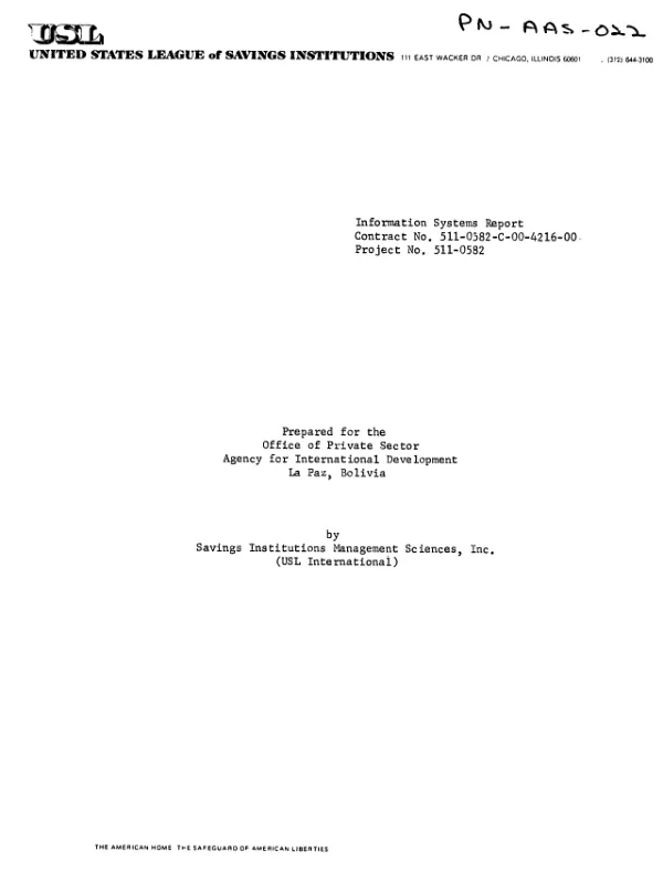 Review of current automated support for the Caja Central and Bolivian savings and loan associations