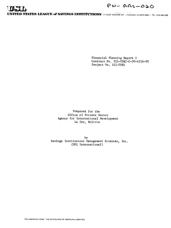 Financial planning report 2 : the savings and loan system crisis in Bolivia