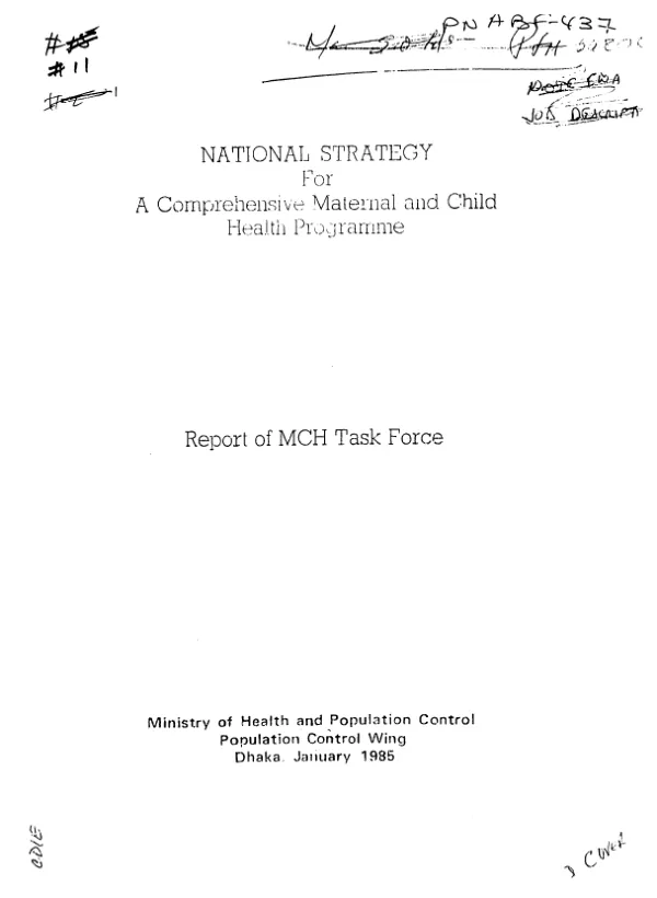 National strategy for a comprehensive maternal and child health programme